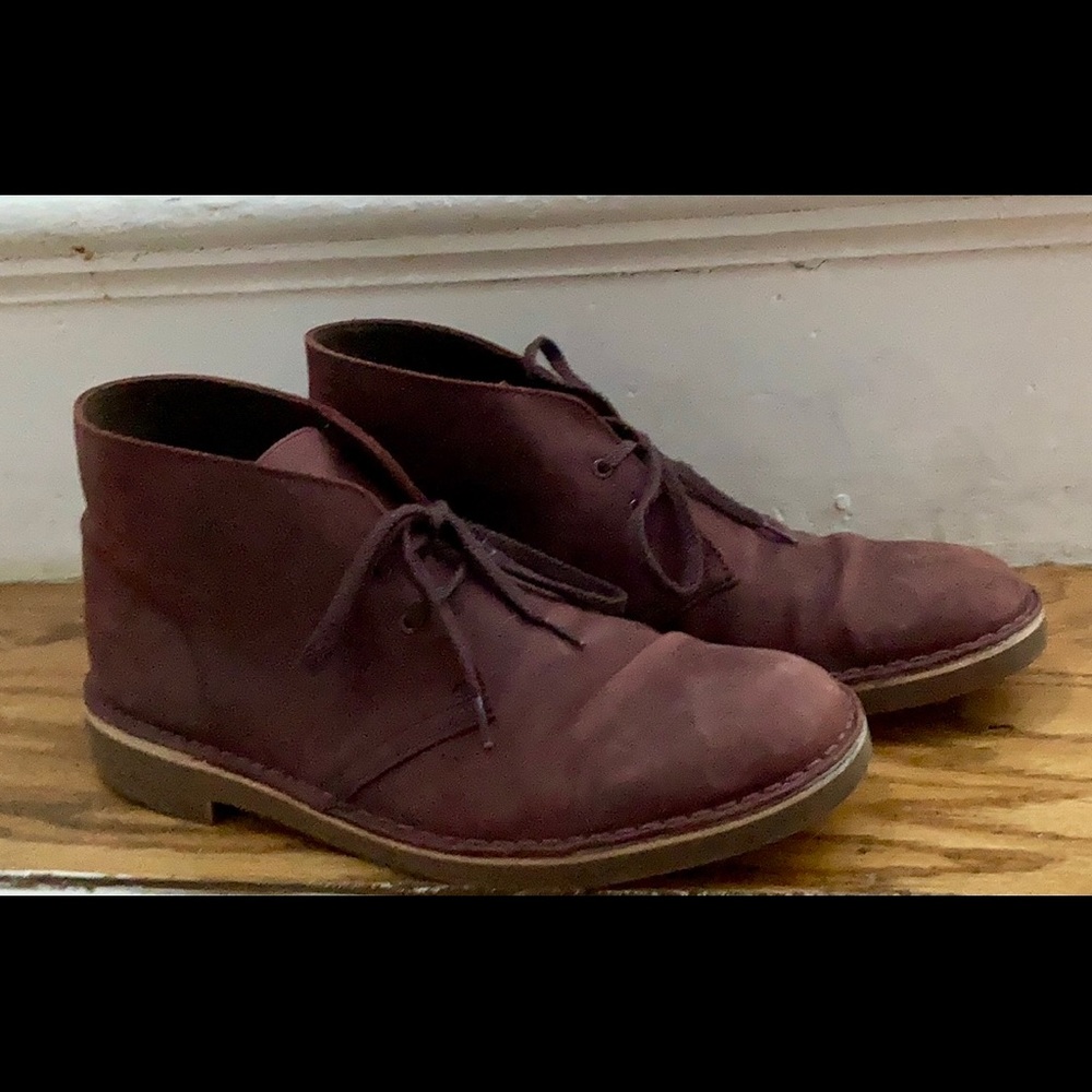 Clarks Desert Boots in burgundy leather